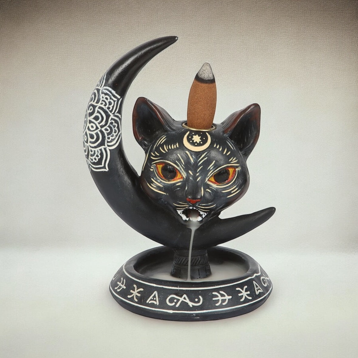 Black Cat Moon Backflow Incense Cone Burner