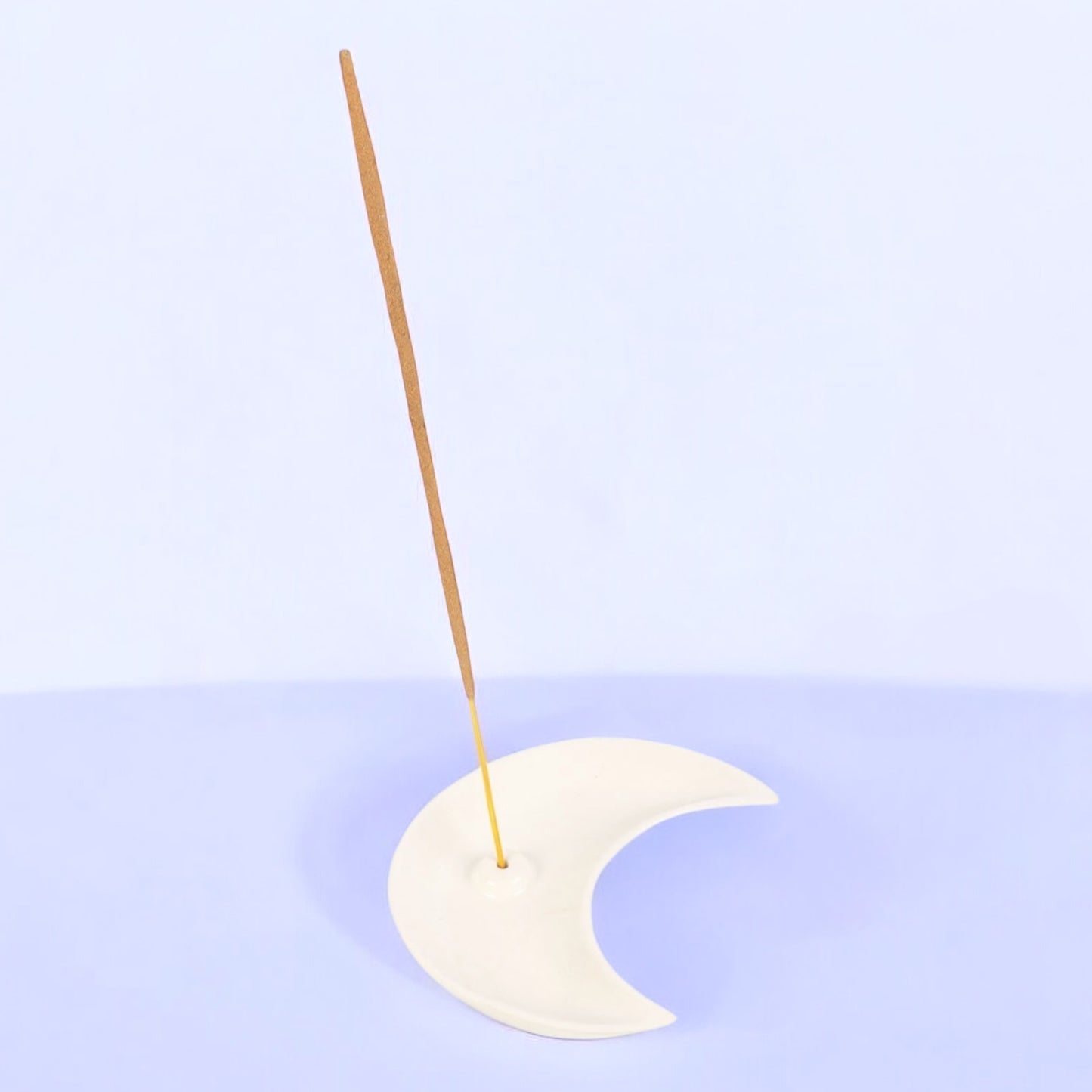 Crescent Moon White Ceramic Incense Holder