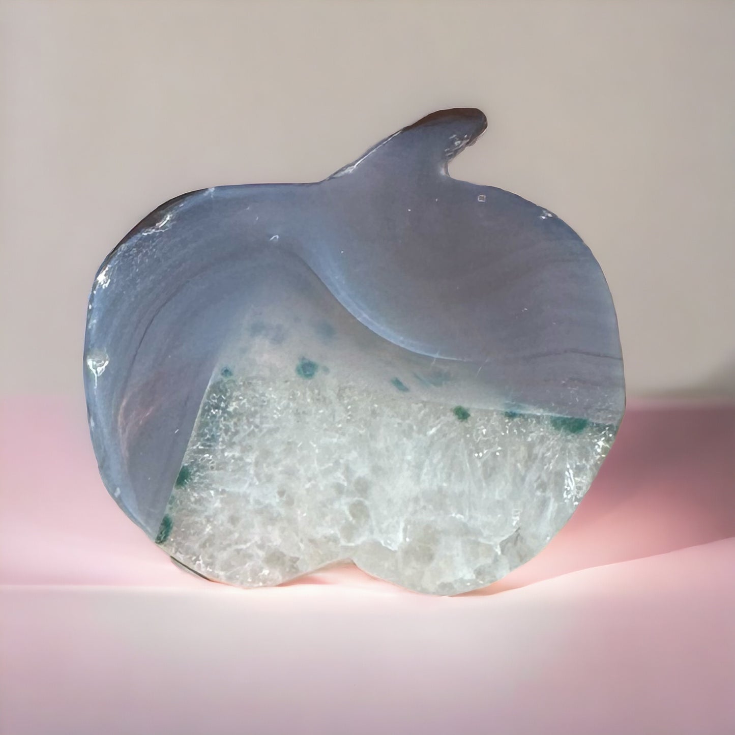 Grey Druzy Agate Apple Carving