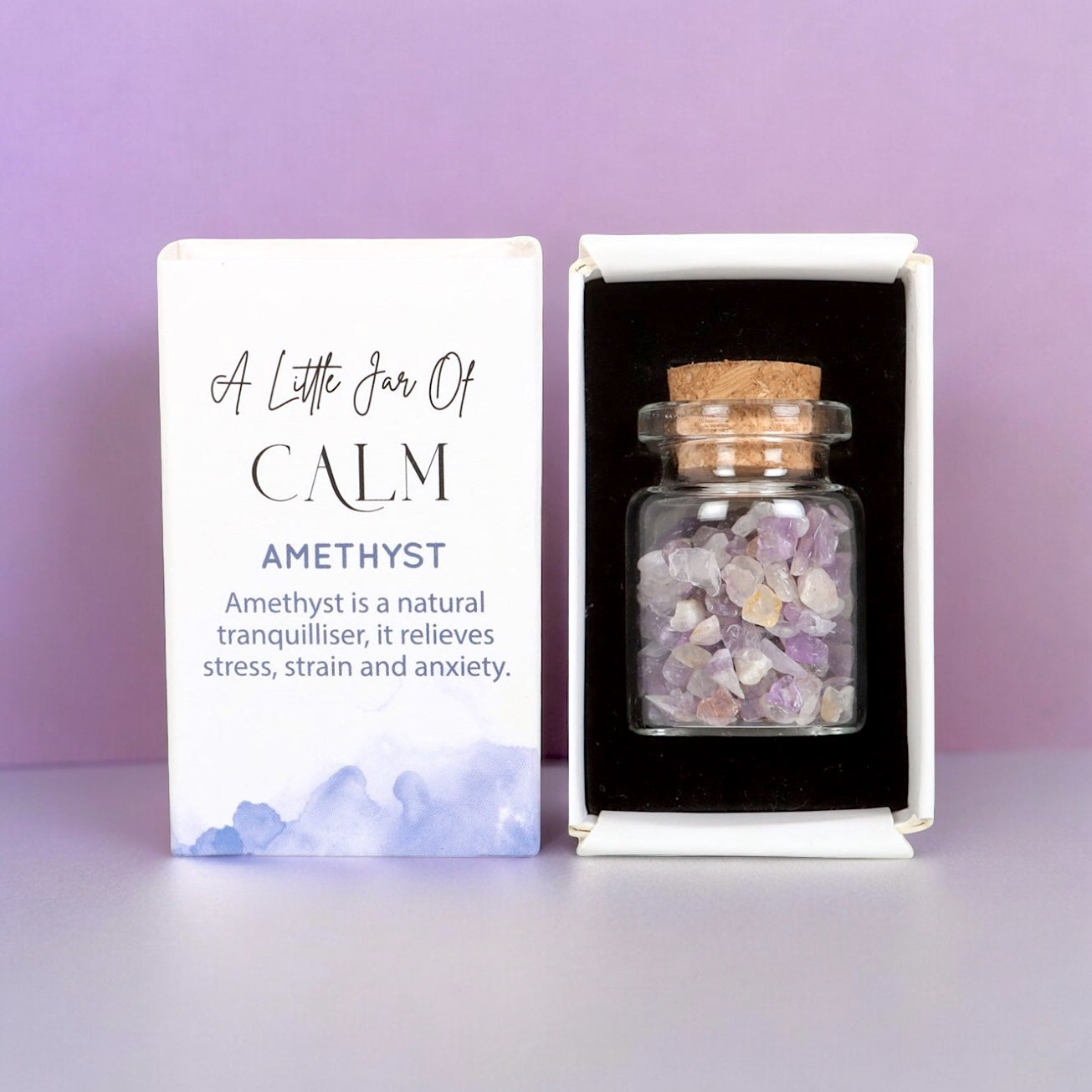 Little Jar of Calm - Amethyst Chips in Matchbox