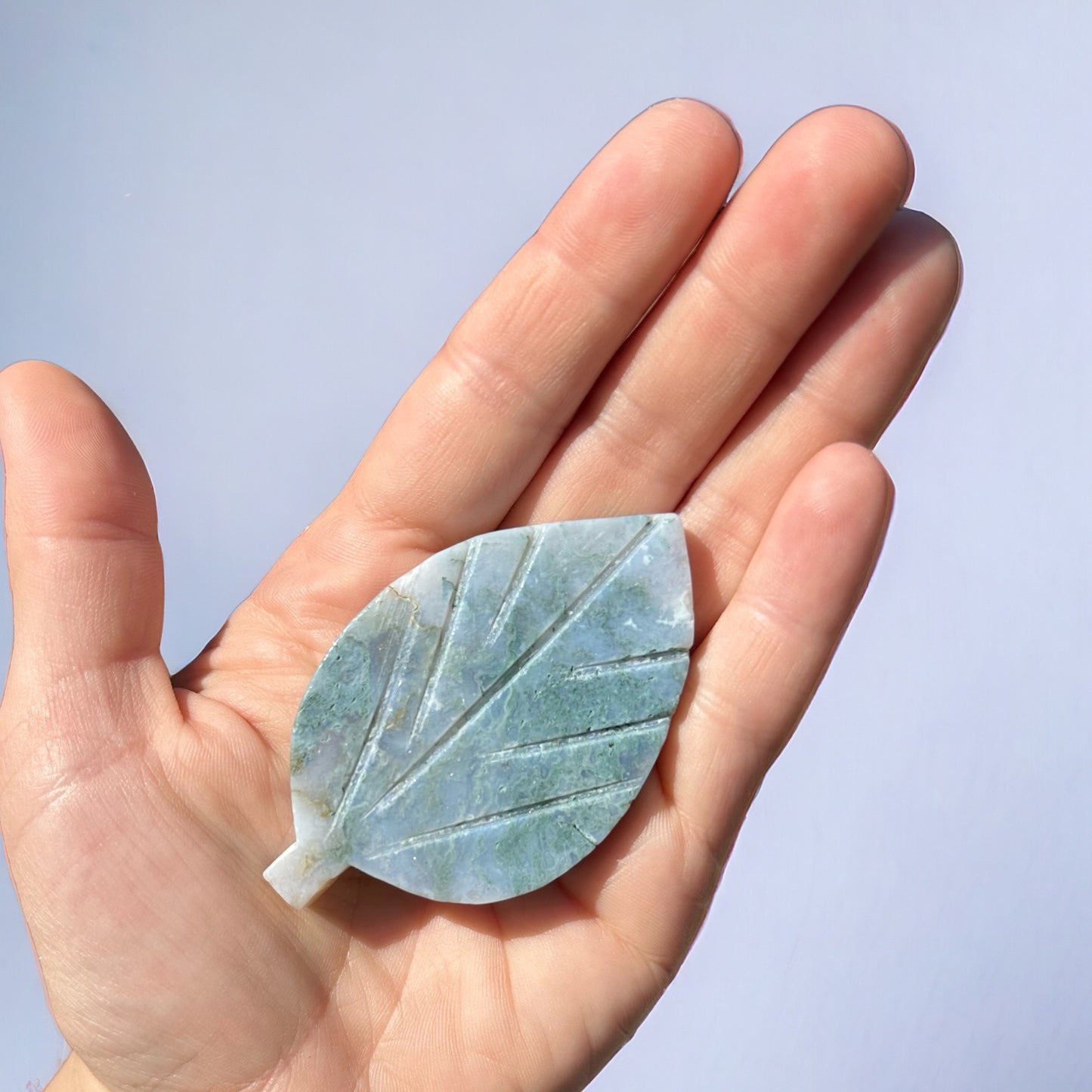 Moss Agate Leaf Carving