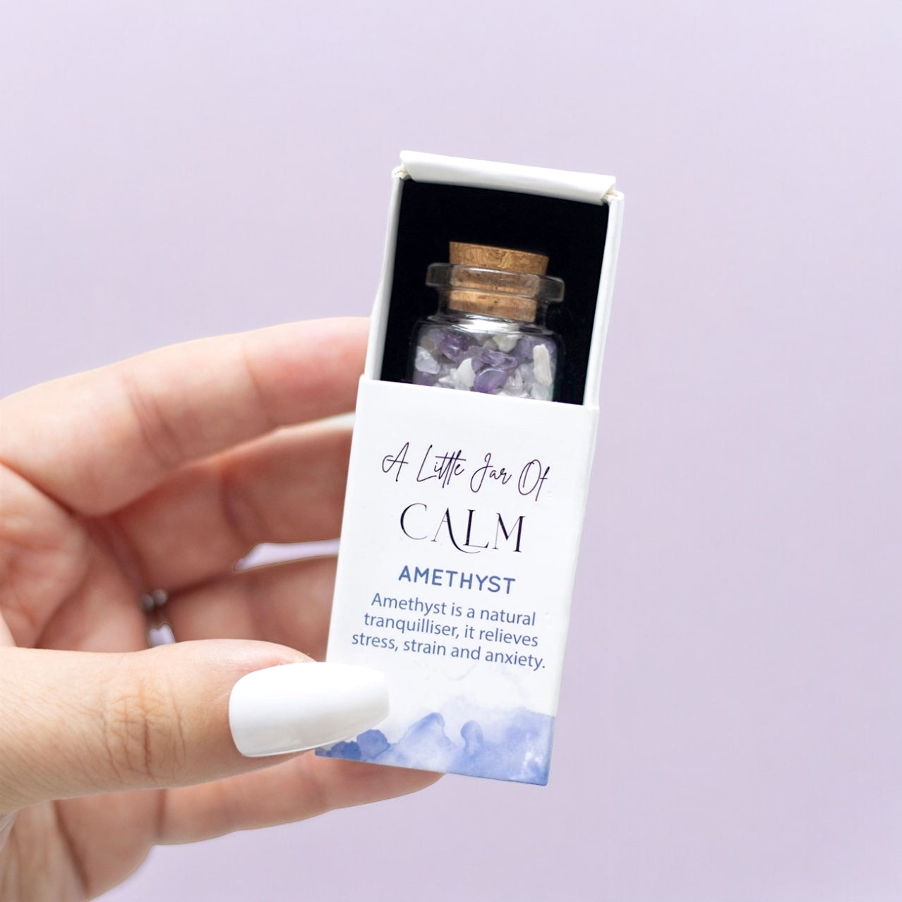 Little Jar of Calm - Amethyst Chips in Matchbox