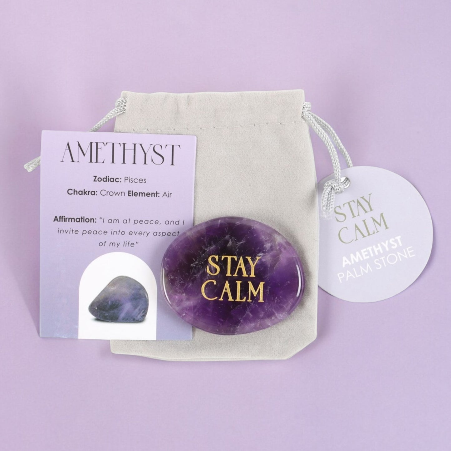 Stay Calm Amethyst Palm Stone