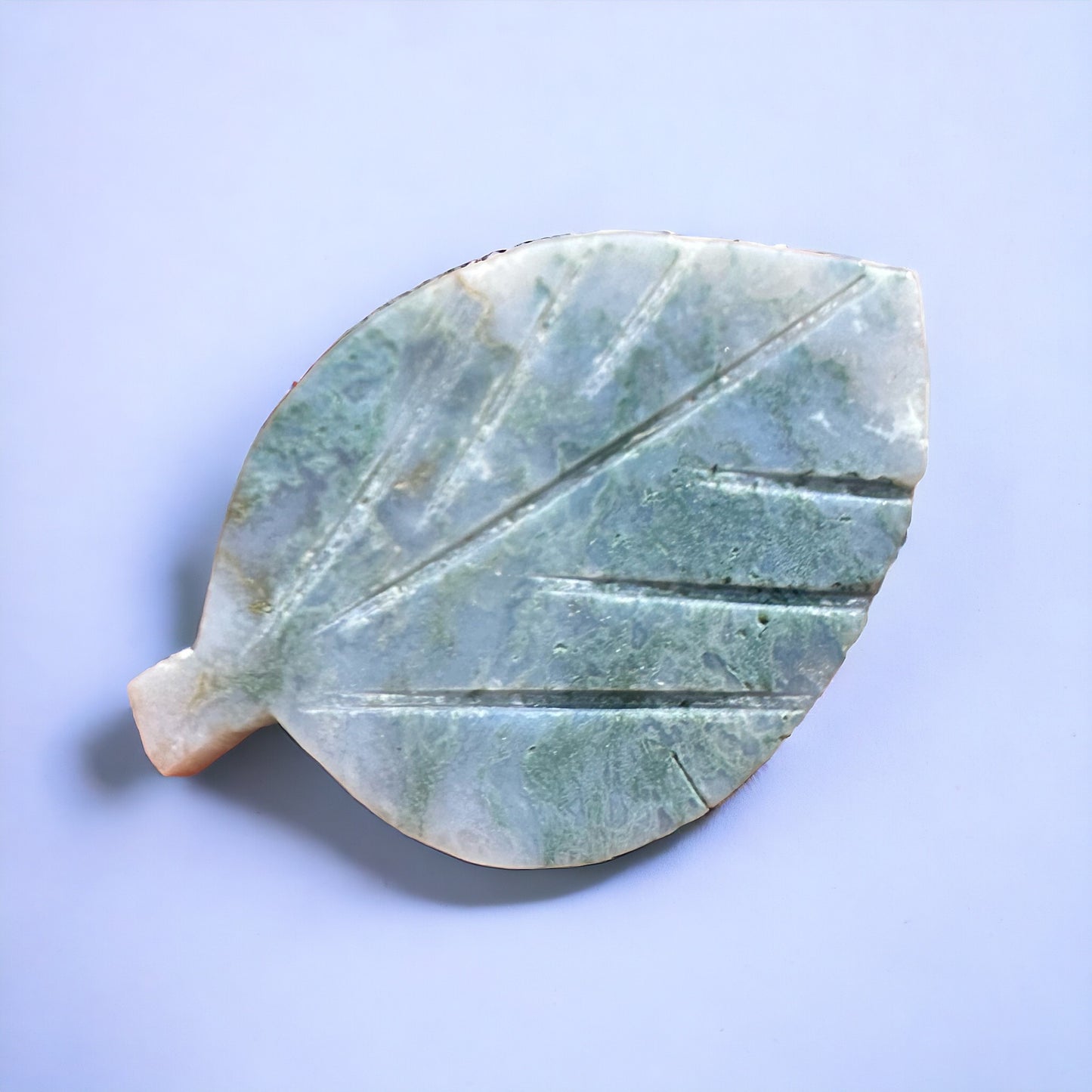 Moss Agate Leaf Carving