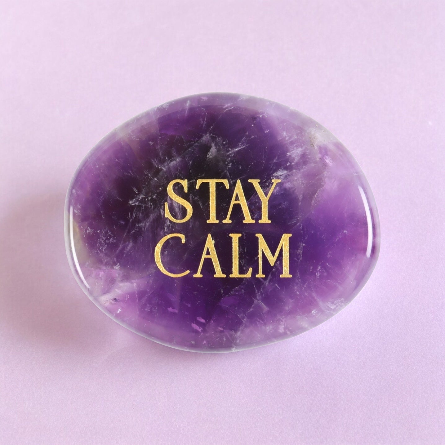 Stay Calm Amethyst Palm Stone