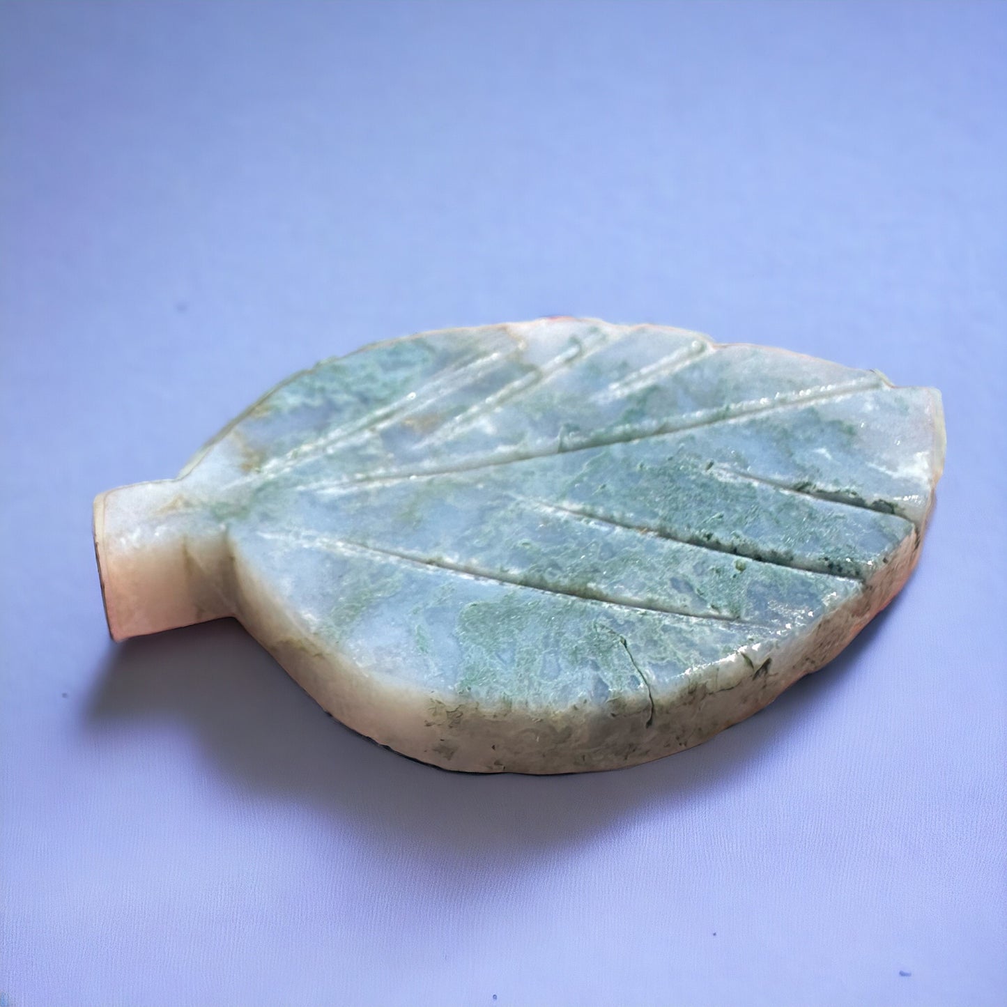 Moss Agate Leaf Carving