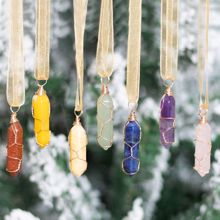 Hanging Crystal Tree Decorations - Set of Seven