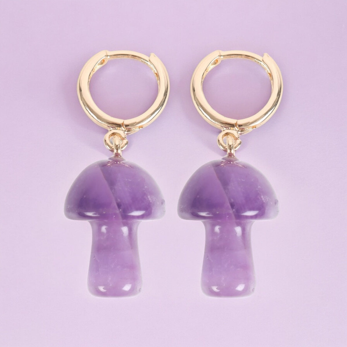 Amethyst Mushroom Earrings