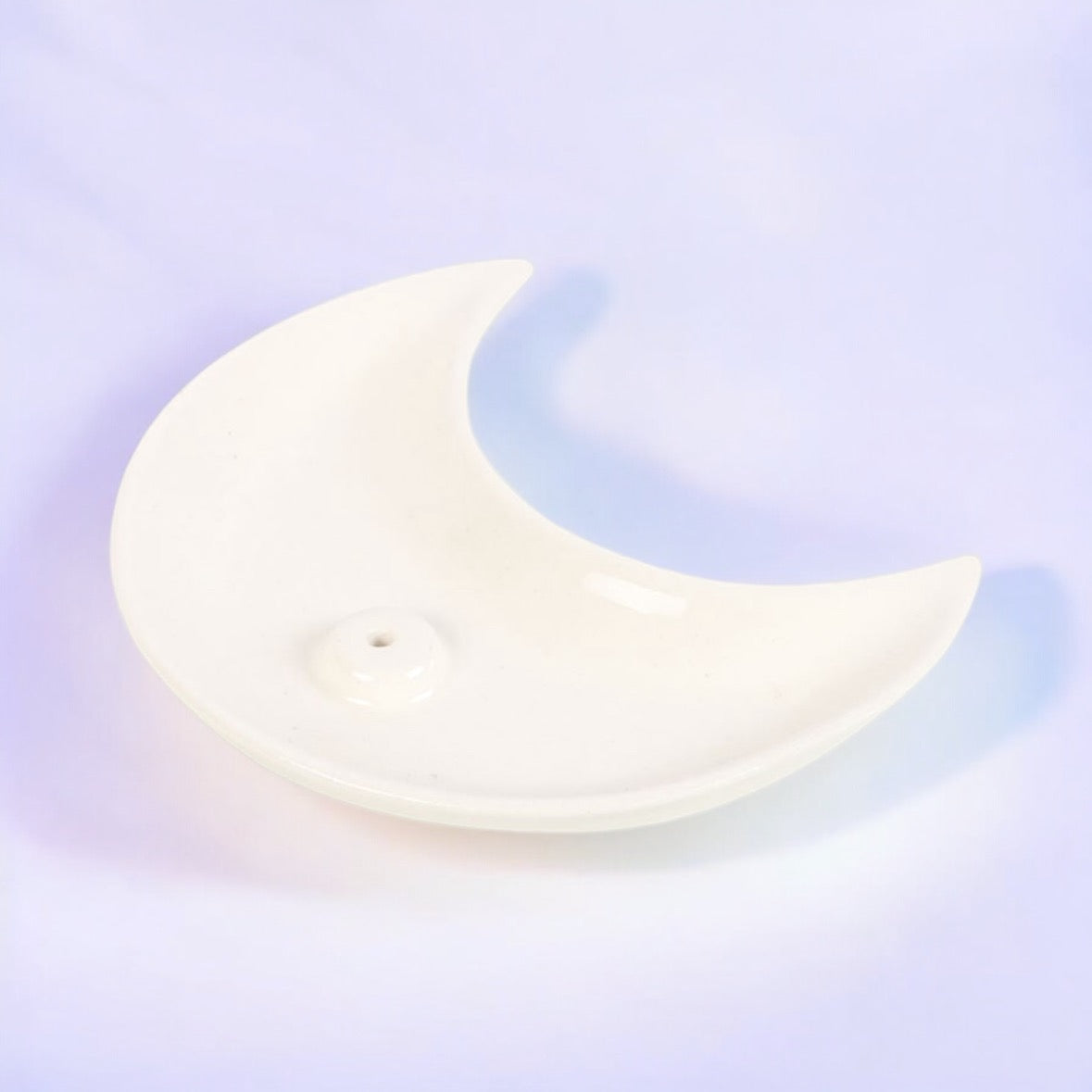 Crescent Moon White Ceramic Incense Holder