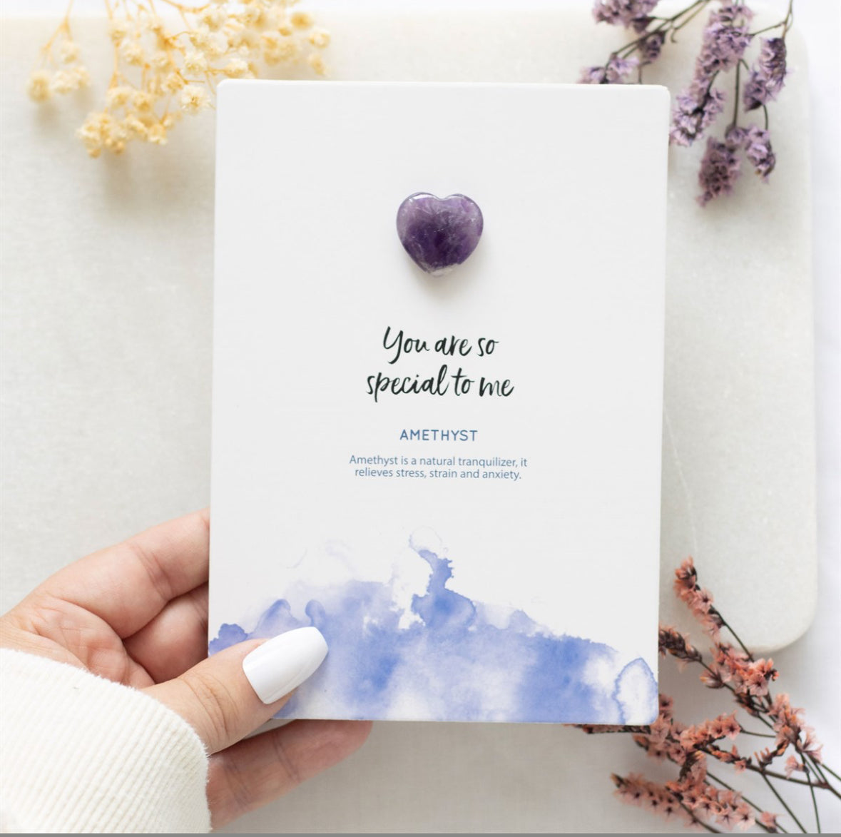 Amethyst Heart “You are so special to me” Greeting Card