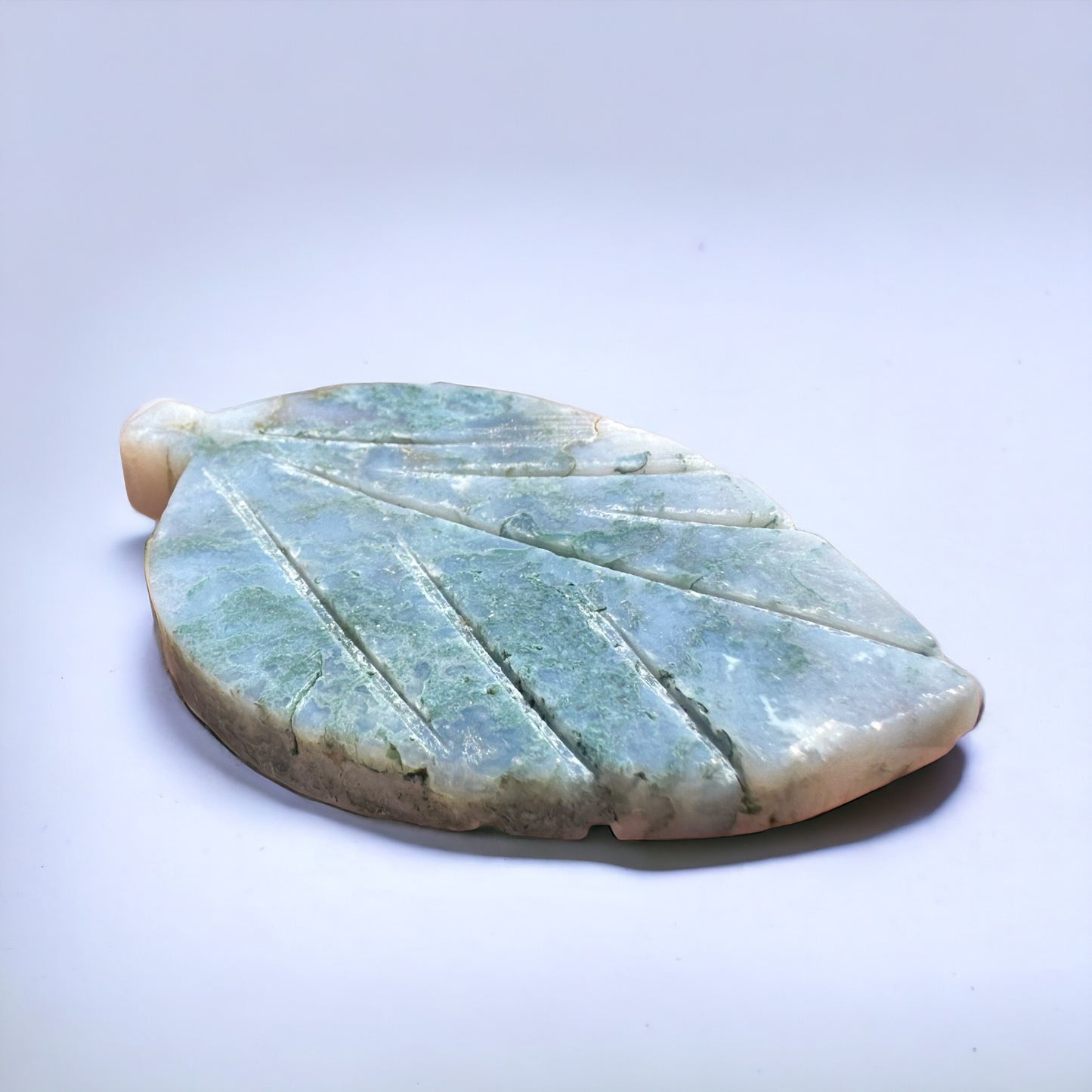 Moss Agate Leaf Carving