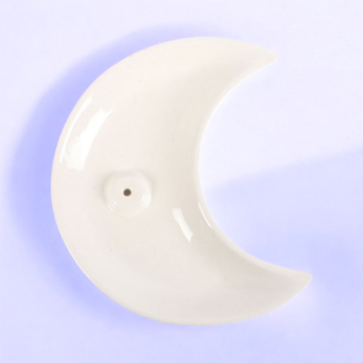 Crescent Moon White Ceramic Incense Holder