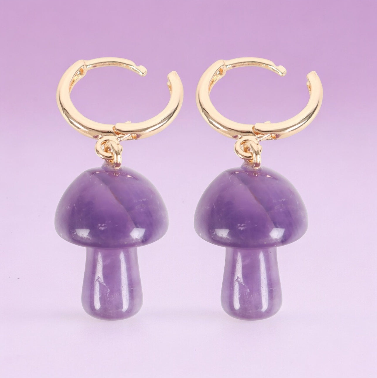 Amethyst Mushroom Earrings