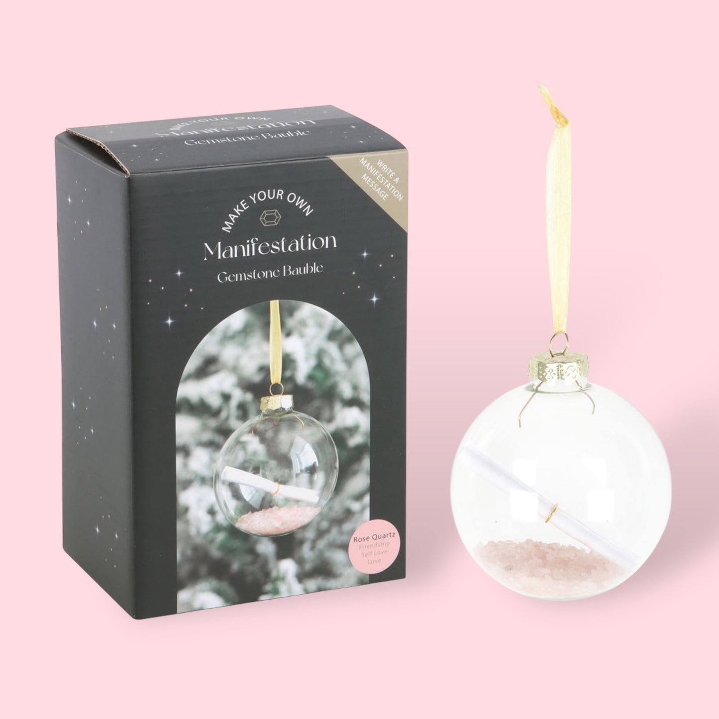 Rose Quartz Manifestation Christmas Bauble Kit