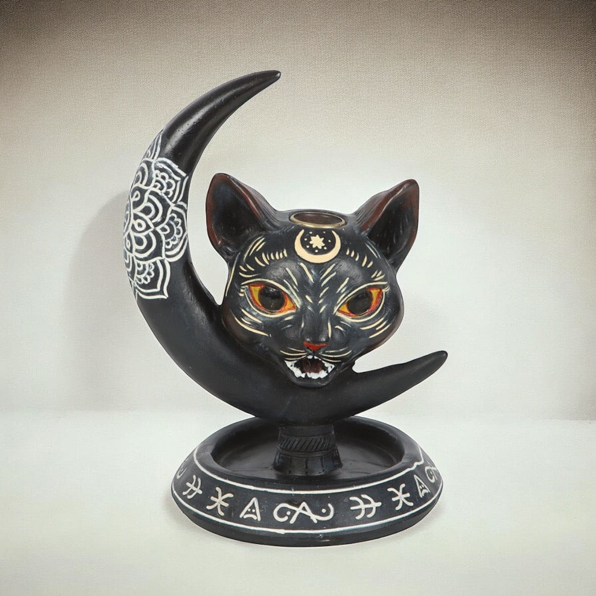 Black Cat Moon Backflow Incense Cone Burner