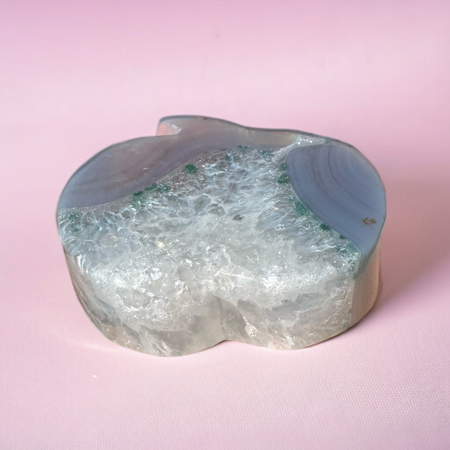 Grey Druzy Agate Apple Carving