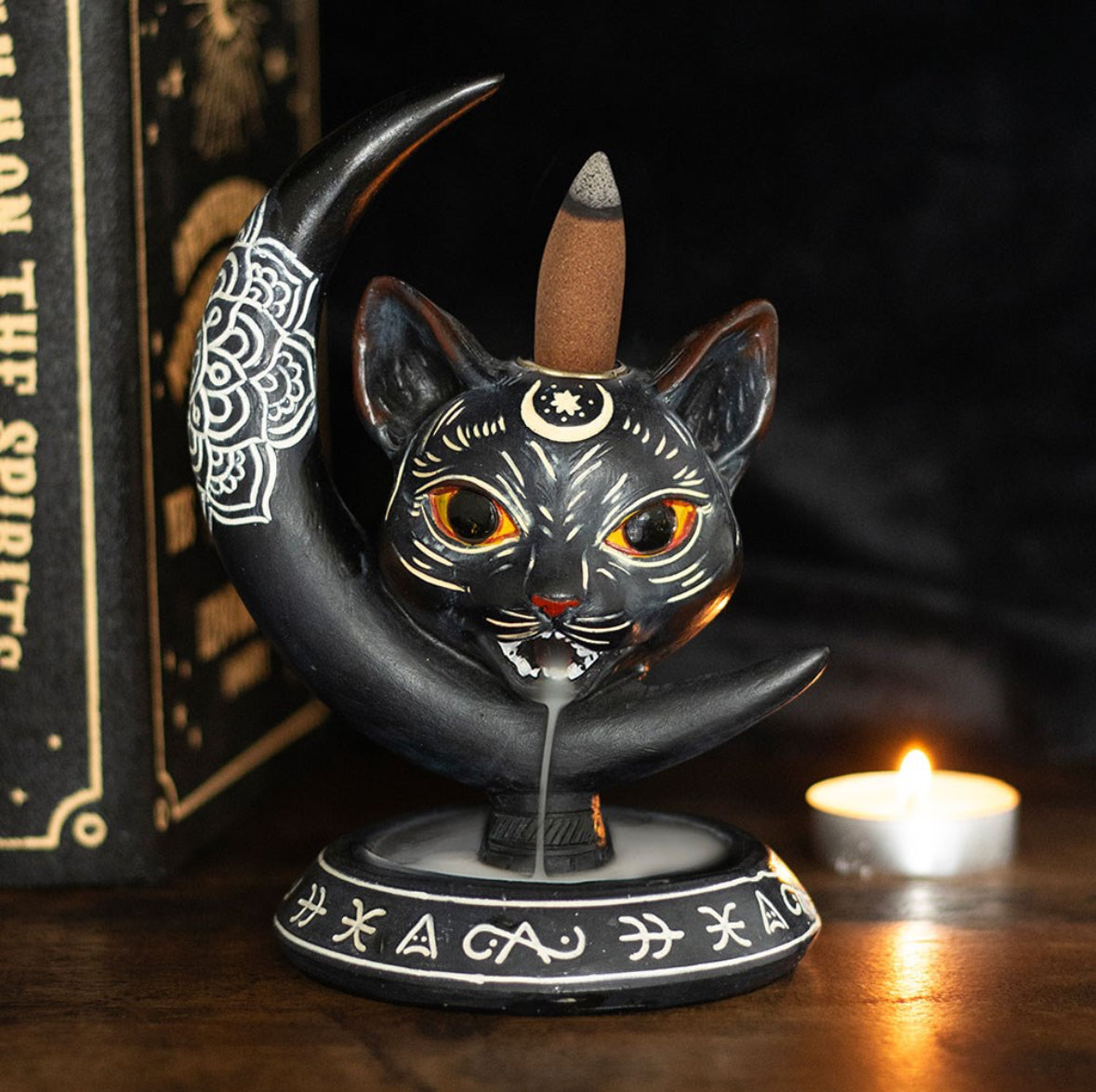 Black Cat Moon Backflow Incense Cone Burner