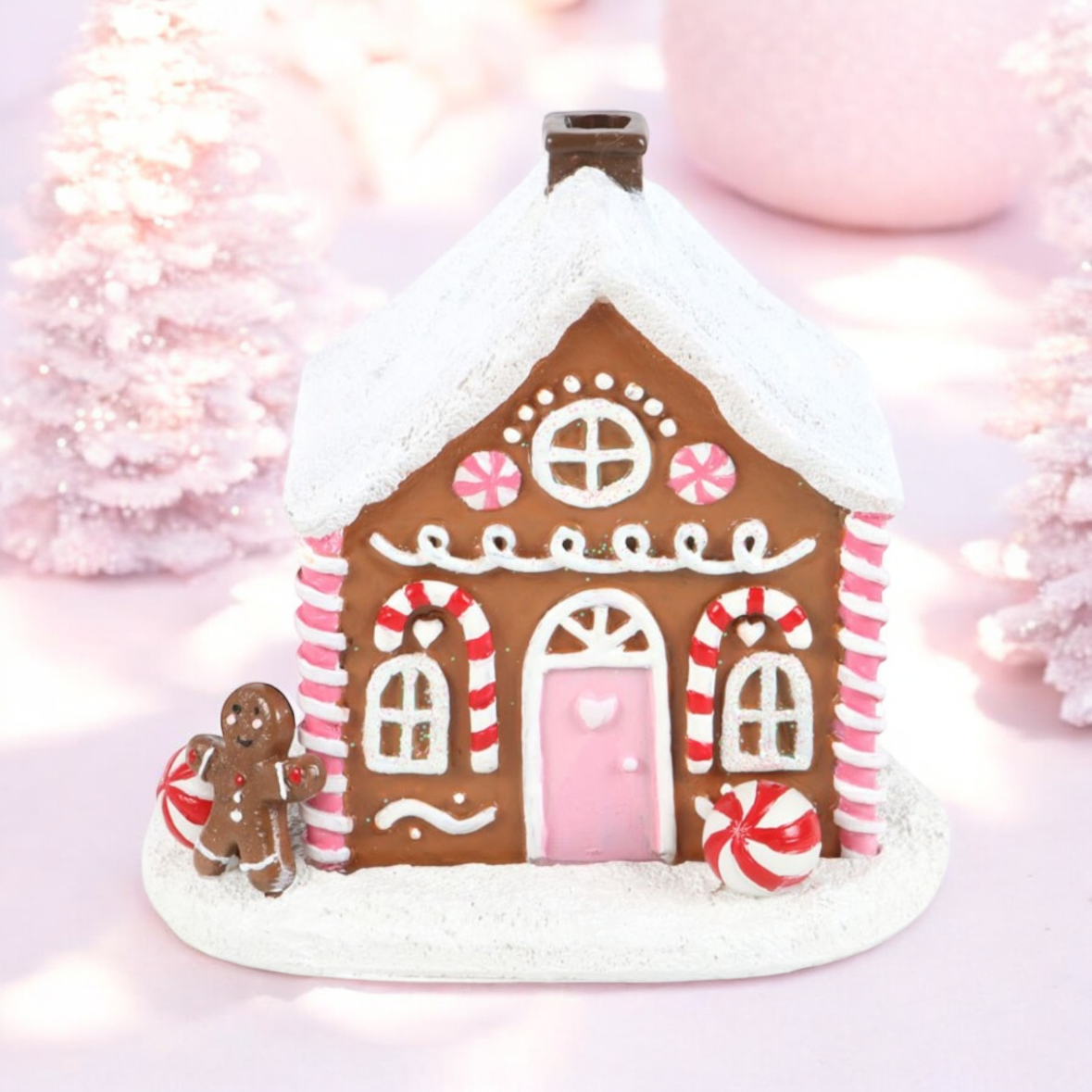 Pink Gingerbread House Incense Cone Burner