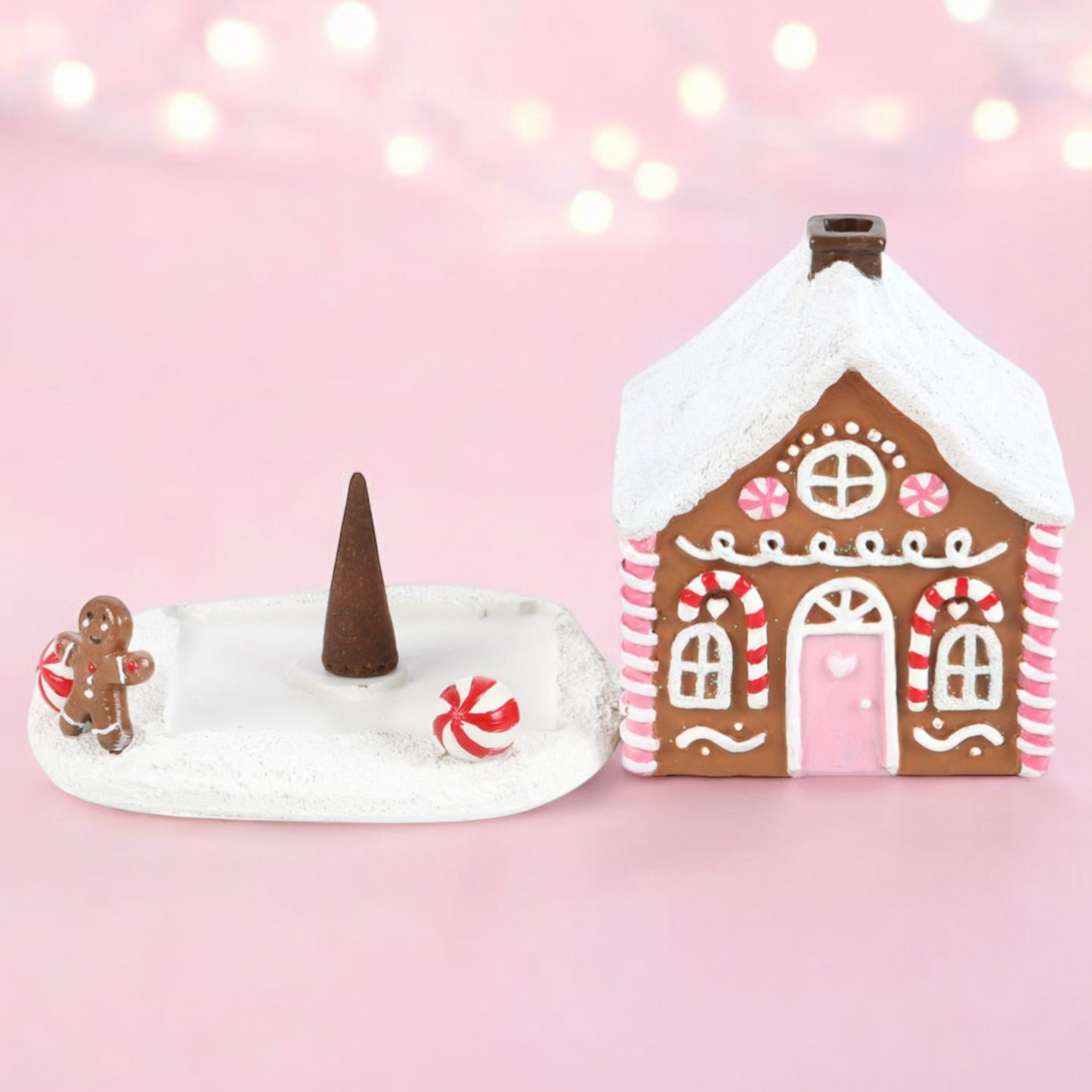 Pink Gingerbread House Incense Cone Burner