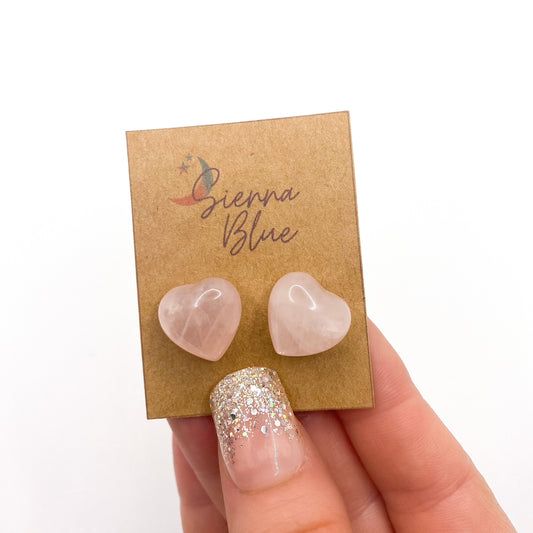 Rose Quartz heart earrings