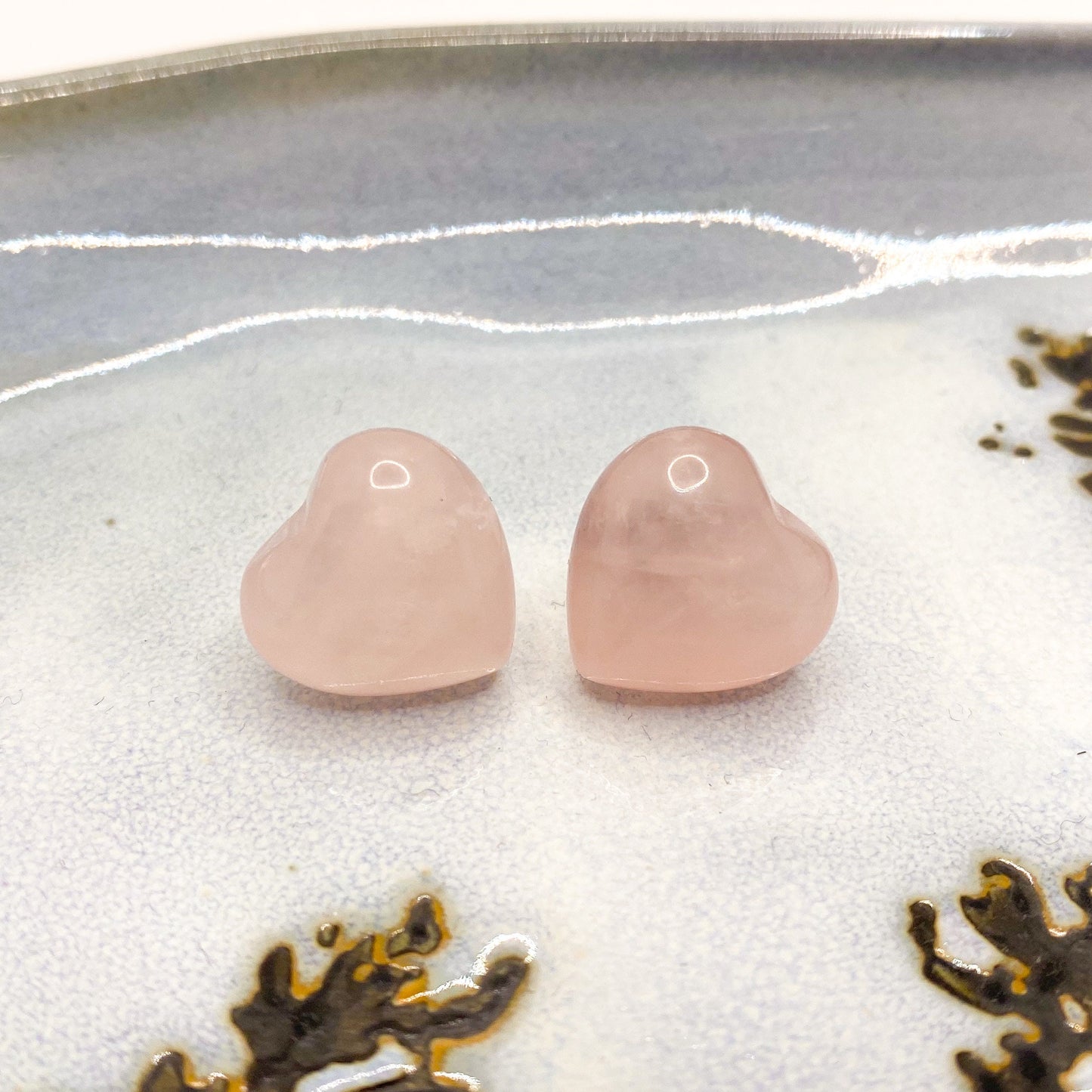 Rose Quartz heart earrings