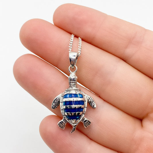 Paua shell turtle pendant