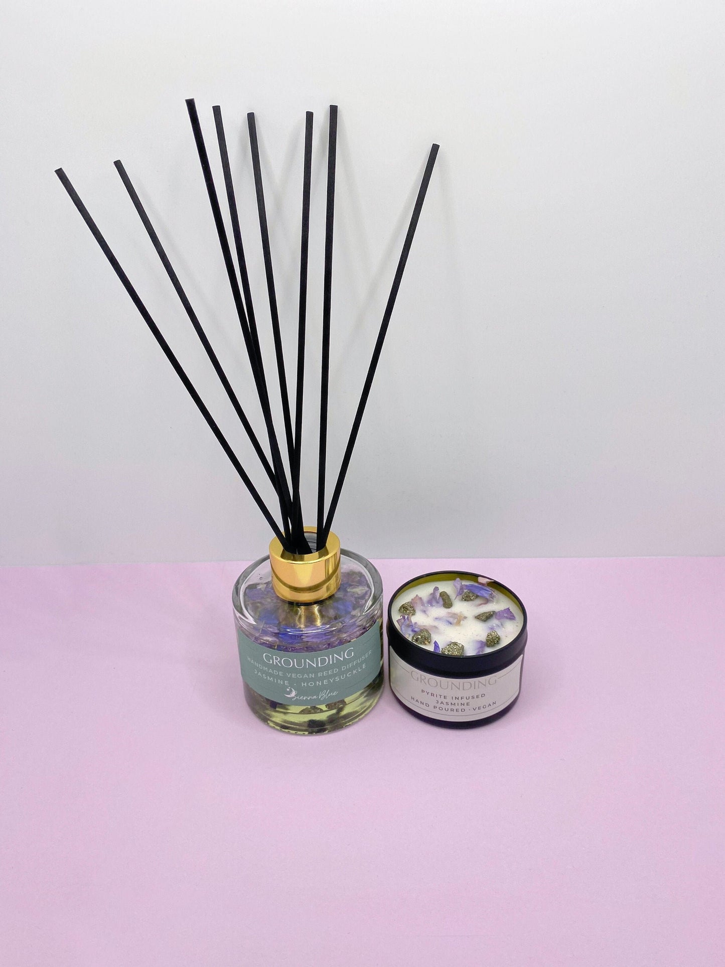 Grounding candle and diffuser set