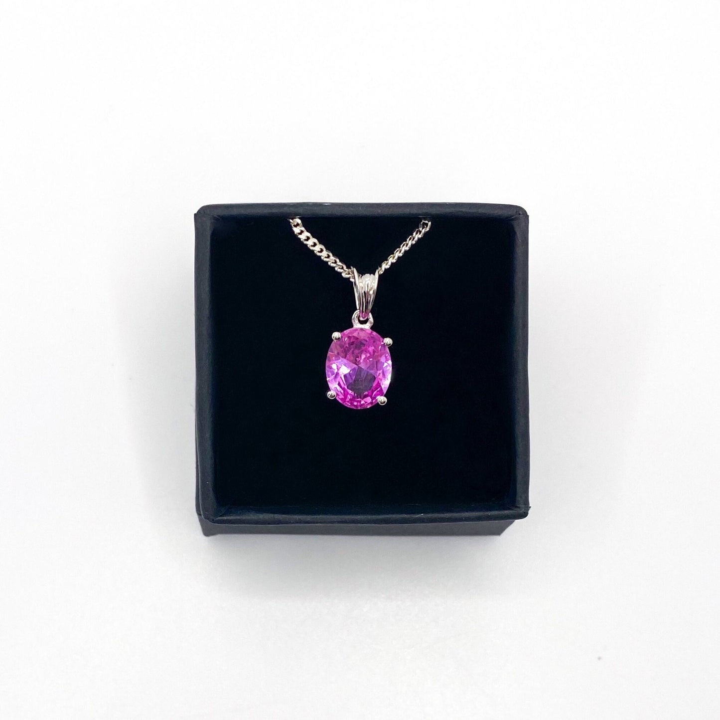 Pink Sapphire necklace, sterling silver