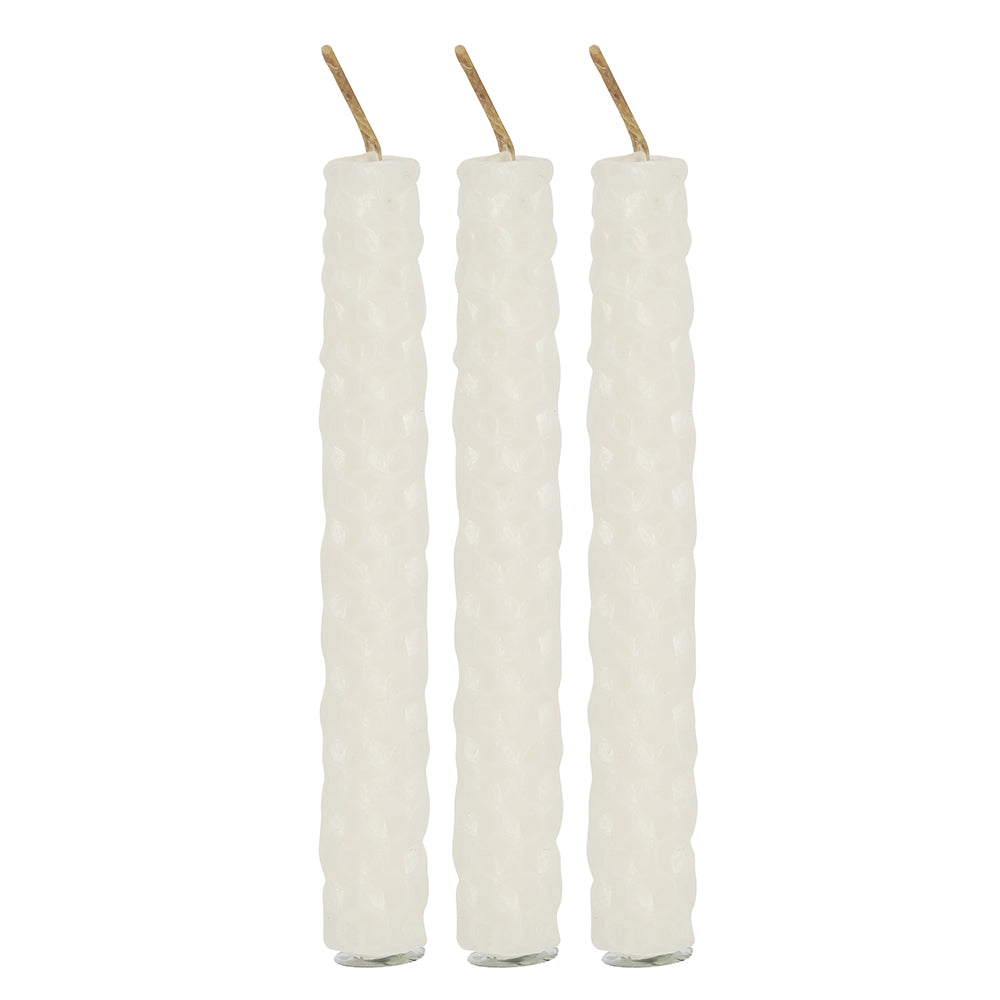 Set of 6 White Beeswax Spell Candles
